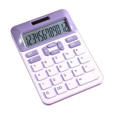 Imagem de Calculadora Mecânica 12 Dígitos Energia Solar Display LCD Botão Grande Dupla Teclas Estilo Mecânico de Alta Definição Compacta Portátil Construção Robusta para Escritório Escola Casa Estudantes Contad