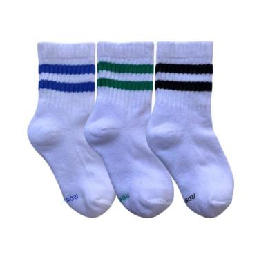 Imagem de Kit 3 Pares Meia Cano Curto Atoalhada Cor:Azu/Vrd/PtoTamanho:29-34 - R