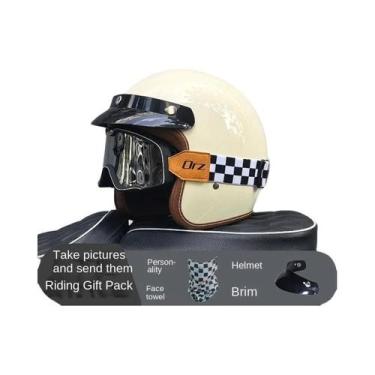 Imagem de Capacete De Motocicleta Vintage Certificado DOT 3/4 Jet Mask ORZ-058C,