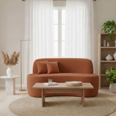 Imagem de Sofá Minimalista Orgânico 2 Lugares Sala Bouclé terracota