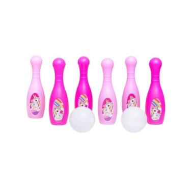 Imagem de Jogo Boliche Unicórnio 6 Pinos 2 Bolas Brinquedo Infantil