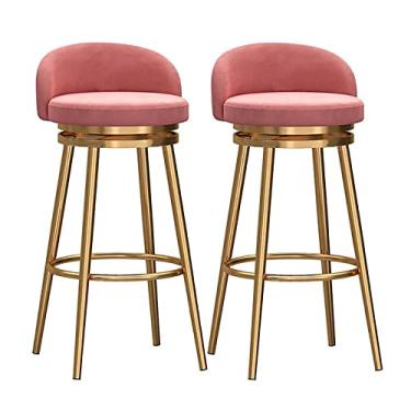 Imagem de Banquetas de bar, cadeiras de bar de bistrô, conjunto de 1/2/3/4 bancos de bar giratórios com pernas, cadeiras de barra de veludo, banquinho alto de ferro moderno para cozinha, cadeira de poliuretano
