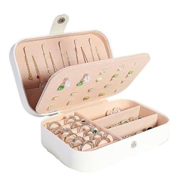 Imagem de Estojo Duplo Maleta Porta Joias Veludo Organizador Viagem Médio Caixa Organizadora (branco)