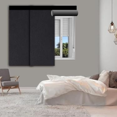 Imagem de Cortina Persiana Blackout Adesiva Modular Kit 3 Módulos Corta Luz para Janela(KIT 3 PERSIANAS PRETO LISO)