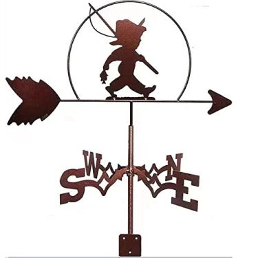 Imagem de JNQLLDS Cata-vento de metal Weathervane, ornamento de cata-vento, cata-vento vintage, indicador de direção do vento oco para decoração de telhado de jardim ao ar livre, cata-vento de ferro (G 33 cm ×
