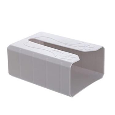 Imagem de Suporte de papel de parede para caixa de lenços adesivos, dispensador de toalhetes de vaso sanitário, organizador de guardanapos, prateleira organizadora para cozinha, banheiro (cor: branco) (cinza)