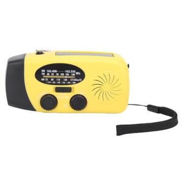 Imagem de Diydeg Rádio de Emergência Com Manivela, Banco de Energia Portátil de 2000mAh AM FM NOAA Rádio Meteorológico Com Carregamento Solar e Lanterna LED, para Acampamento, Atividades Ao Ar (Amarelo)