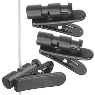 Imagem de SEWACC 3 clipes de cabo de fone de ouvido, clipes de fio de fone de ouvido rotativos de 360 graus, suporte de cordão de colarinho de camisa para organização de fone de ouvido, preto