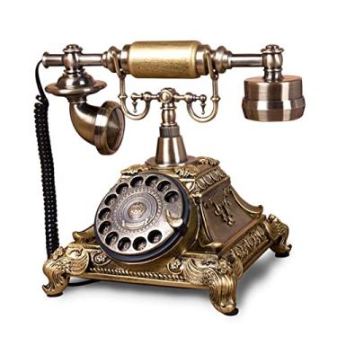 Imagem de Sala de estar, estilo europeu, telefone antigo, casa, quarto, telefone fixo, retrô, moderno, mostrador giratório, linha fixa, corpo de resina, mostrador giratório de metal