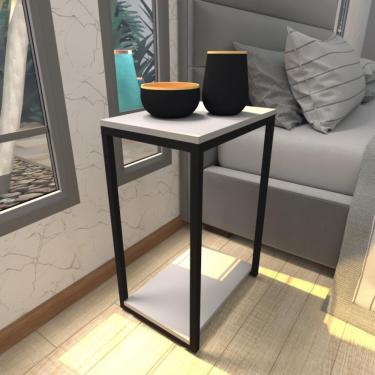 Imagem de Mesa De Cabeceira Industrial Cinza Mdf Canto Quarto Mesas De Cabeceira Mesinha Cabeçeira Cabiceira