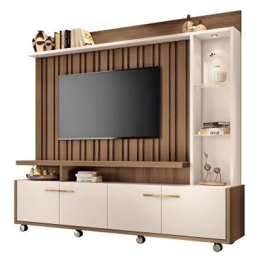Imagem de Estante Home Theater Titan Ripado Castanho-off White Para Tv Até 60? - Hb Móveis Castanho-off White