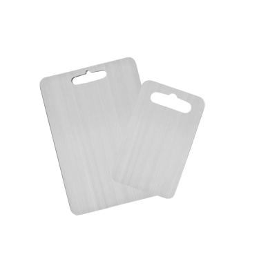 Imagem de Tabua de Carne Corte Cozinha Profissional Aço Inox Kit 2un