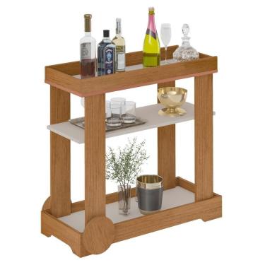 Imagem de Carrinho Bar 1 Prateleira Cinamomo/off White Rose Artely Cinamomo/off White