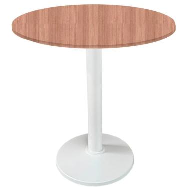Imagem de Mesa Zeta Ferro Branco 75 Cm (alt) Disco Redondo Tampo Mdp Redondo 80 Cm Larg X 2,5 Cm (alt) Noce Nat