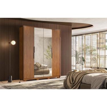 Imagem de Guarda Roupa 4 Portas E 3 Gavetas C- 2 Espelhos E Pés Attore Amêndola Touch - Demóbile