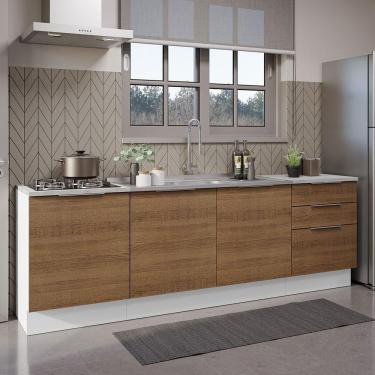 Imagem de Armário De Cozinha Compacta 240cm Branco/rustic Stella Madesa 01 Branco/rustic