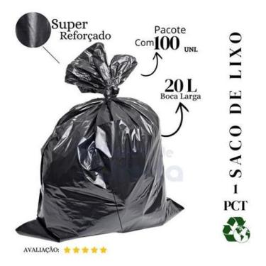 Imagem de Saco De Lixo 20 Litros Super Reforçado Preto - 100 Unidades - Higipack
