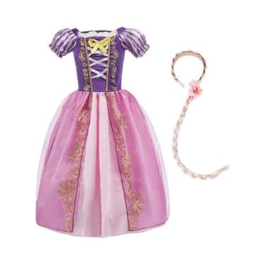 Imagem de Fantasia De Princesa Rapunzel Para Meninas Com Peruca Para Festa De Ve