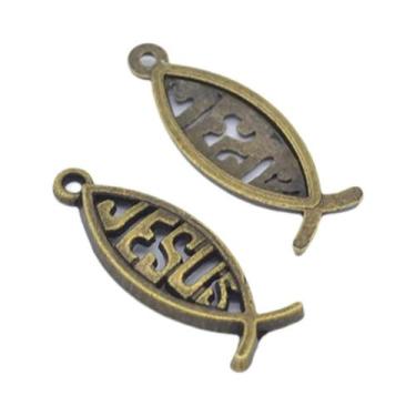 Imagem de Pingentes Vintage De Peixe De Jesus Para Chaveiro, 50 Peças, Pingente 