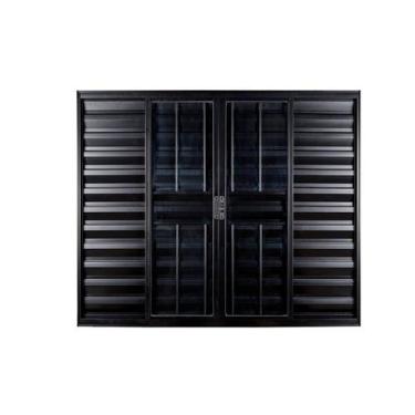 Imagem de Janela Veneziana 6 Folhas Central com Grade Vidro Liso 100x100cm Ecosu