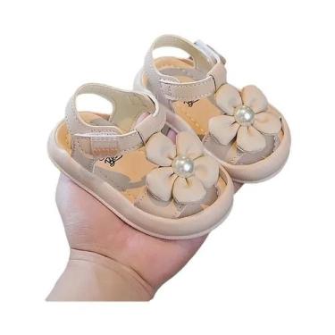 Imagem de Sandálias De Verão Para Meninas Com Flores E Pérolas, Confortáveis E A