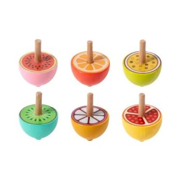Imagem de Brinquedos De Pião De Madeira Coloridos 6 Peças Montessori Fidget Gyro