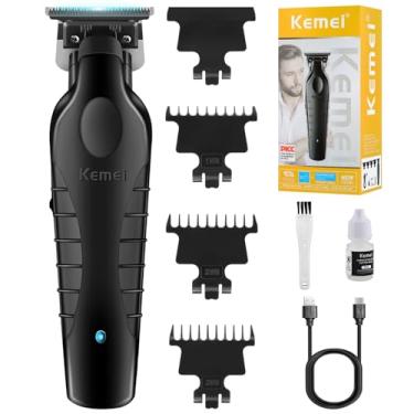Imagem de KEMEI Trimmer Professional Men 's Cordless Haircut Kit de corte de cabelo elétrico para barba, aparador de contorno de lâmina T Zero Gap masculino, KM-2299