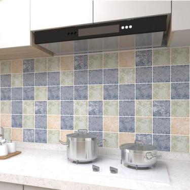 Imagem de Adesivo Vinílico para Cozinha Impermeavel Azulejo Quadrado Cor - Open 