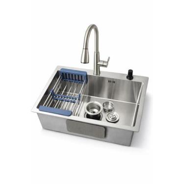 Imagem de Kit Cuba Gourmet 60x45cm C/Torneira Extensível e Acessórios - Moreira 