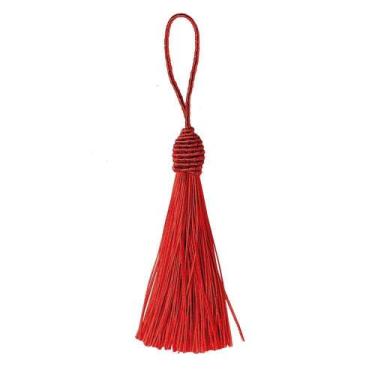 Imagem de Pingente Tassel 9cm Vermelho Franja de Seda - 2 unidades - AG
