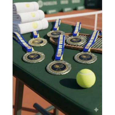 Imagem de Kit 10 Medalhas Para Torneio de Tênis Campeão Esportes Premiação 6cm Com Cordão honra ao mérito