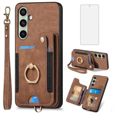 Imagem de Asuwish Capa de telefone para Samsung Galaxy S25 FE 5G capa carteira com protetor de tela de vidro temperado alça de pulso cordão RFID suporte para cartão de crédito anel suporte celular S 25 EF S25FE