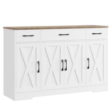 Imagem de Buffet HOSTACK 140x41x81 cm Madeira Rústica Branca