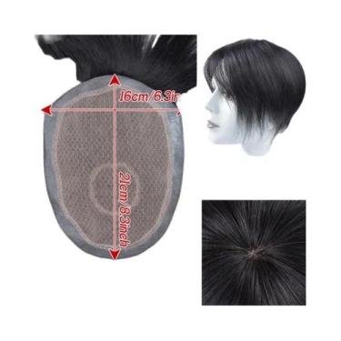 Imagem de Peruca Masculina Natural De Renda 100% Cabelo Humano, Toupee Personali
