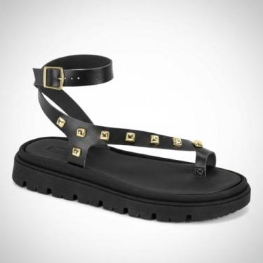 Imagem de Sandália Feminina Moleca Papete Tratorada Tachas Douradas Original -, 