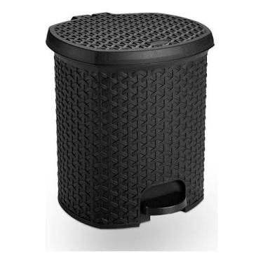 Imagem de Lixeira Pedal Rattan 15 L Cozinha Banheiro Escritorio Preto - Plasnort