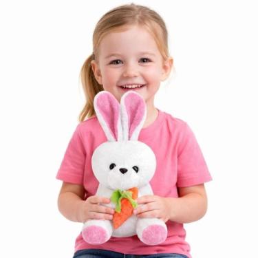 Imagem de Coelho Para Páscoa Boneco Decorativo Pelúcia 30cm Fofo Presente Infant