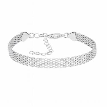 Imagem de Pulseira Bracelete Esteira Malha Folheada Prata 925 - Papillon Semi Jó