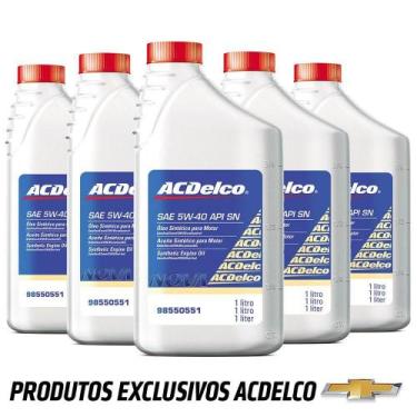 Imagem de Oleo Motor 5w40 Api Sn Si6ntetico Acdelco 6 Litros Kit538
