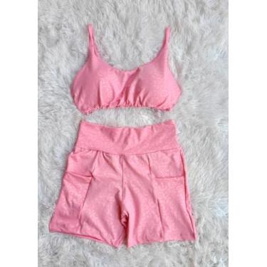 Imagem de Short Com Bolso e Top com bojo Conjunto Academia Fitness - Pijamas Viç