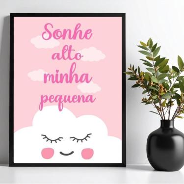 Imagem de Quadro Infantil Sonhe Alto - Nuvem Rosa 45x34cm