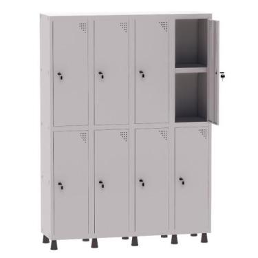 Imagem de Armário Guarda Volume Locker Roupeiro 4 Vãos 08 Portas Com Prateleira 