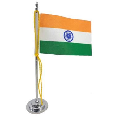 Imagem de Mini Bandeira de Mesa da India 15 cm Poliéster - SP Bandeiras 