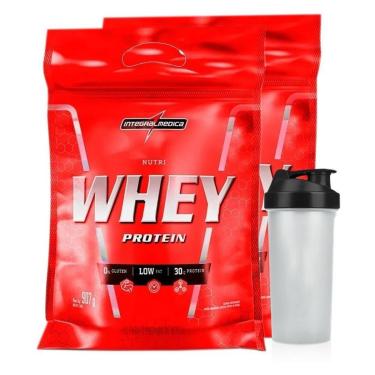 Imagem de Combo 2x Nutri Whey Isolado Concentrado Chocolate + Coqueteleira - Integralmedica-Unissex