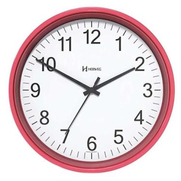 Imagem de Relógio De Parede Quartz 22Cm Original 1 Ano De Garantia, Vermelho