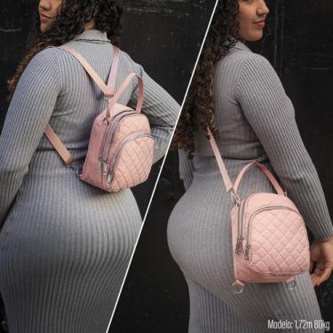 Imagem de Bolsa Mochila Feminina Pequena Transversal Mão Vários bolsos Resistent
