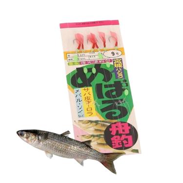 Imagem de Kit Sabiki Isca Artificial Fluorescente Mebaru 6 Anzóis Pesca Esportiva Vermelho AB Mídia