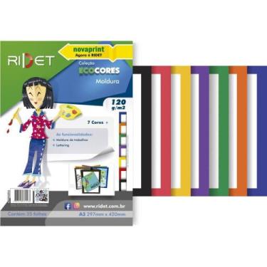 Imagem de Bloco para Educacao Artistica Moldura A3 7COR.120G 35F.29X42 Pacote - 