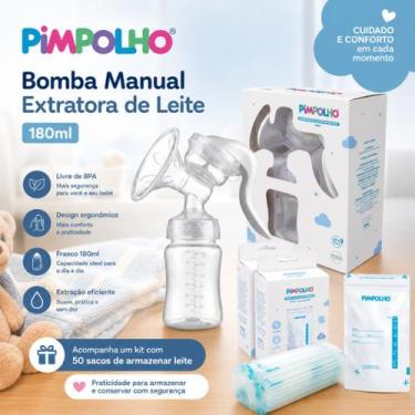 Imagem de Kit Bomba Manual Extratora Pimpolho 180ml + Sacos Para Armazenar Leite