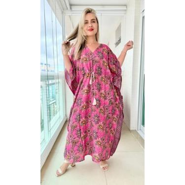 Imagem de Vestido Kaftan Indiano Longo Estampado Plus Size-cod. 22103 - Aleci Fa